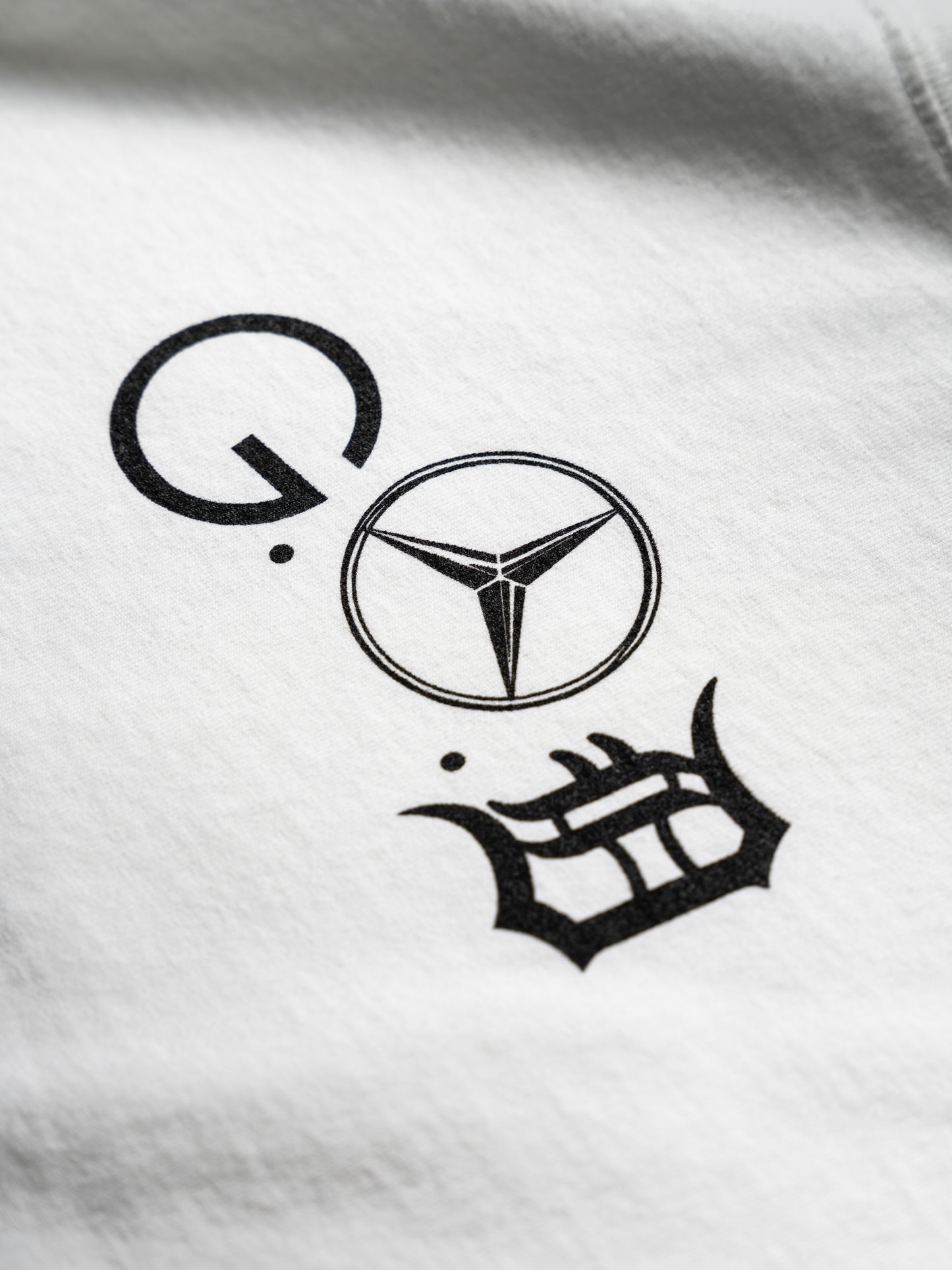 White Mismatched Logo Tee