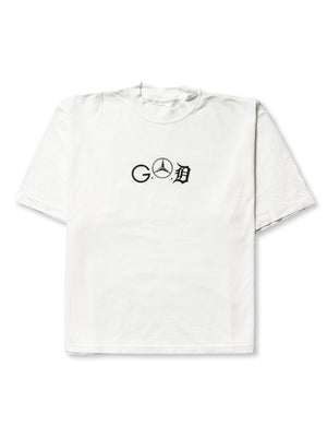White Mismatched Logo Tee