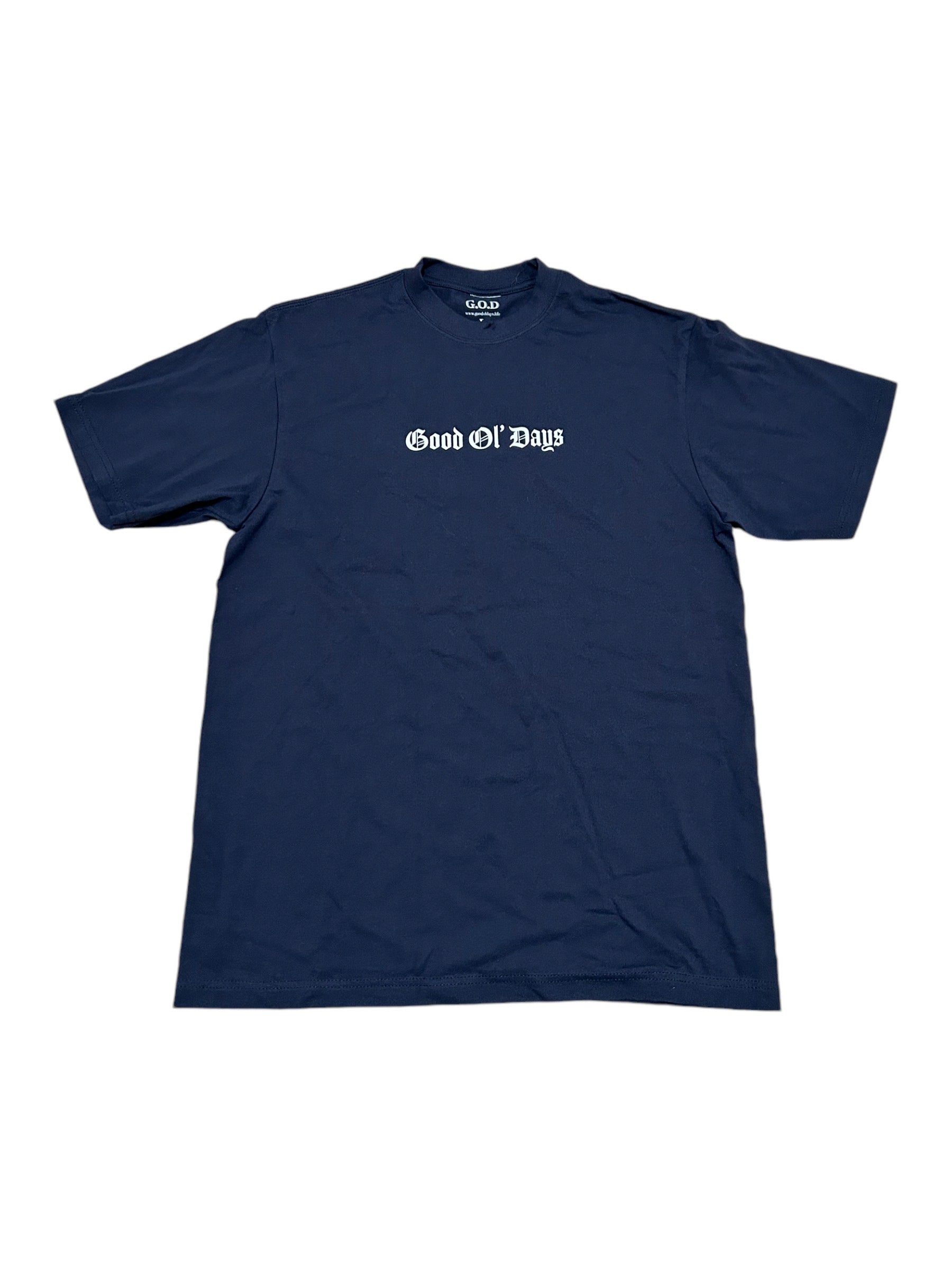 G.O.D Old English Navy Tee