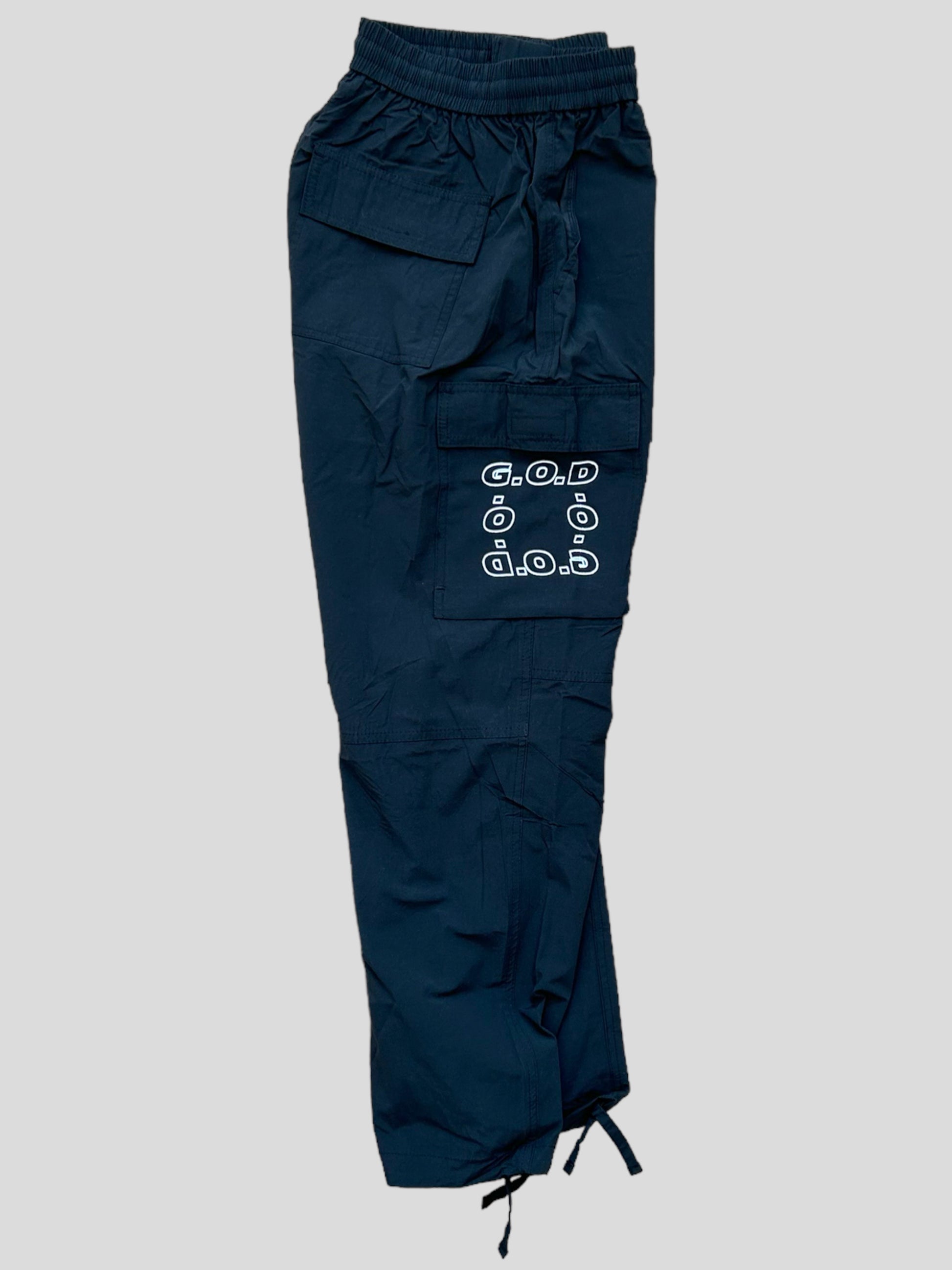 G.O.D Black Nylon Cargo Pants