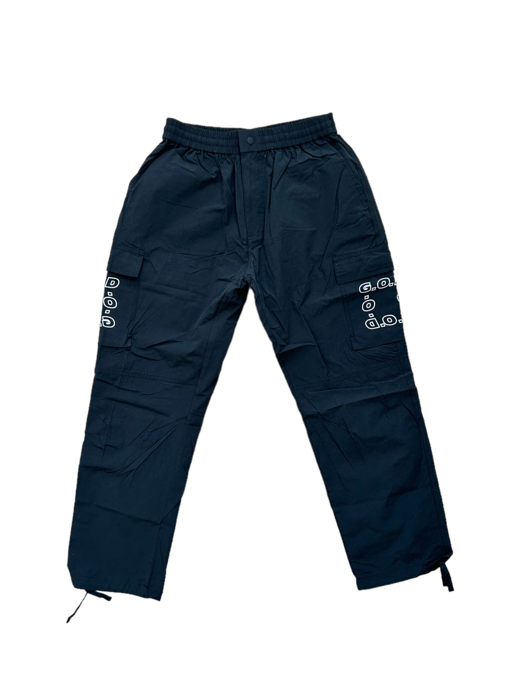 G.O.D Black Nylon Cargo Pants