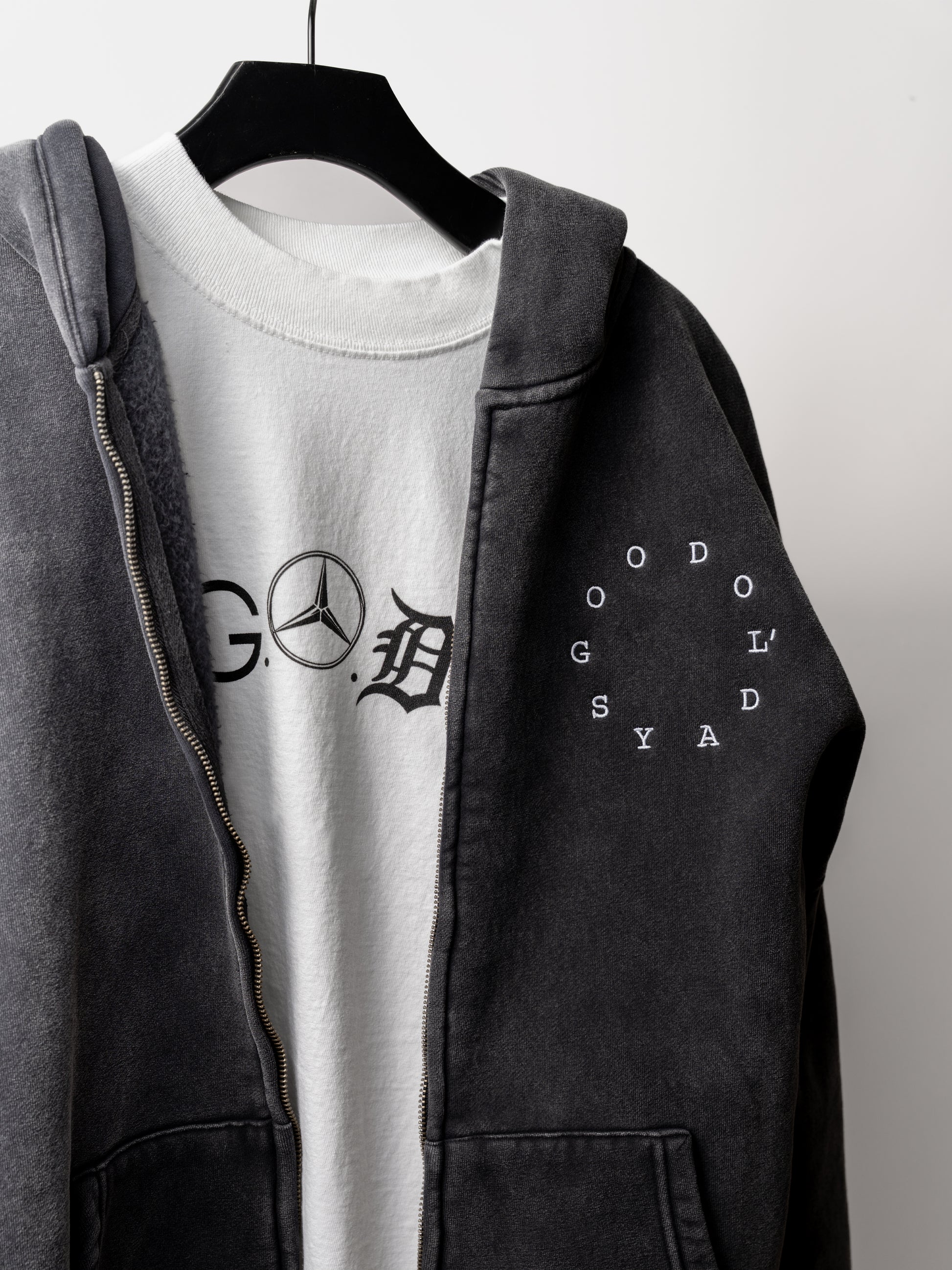 White Mismatched Logo Tee